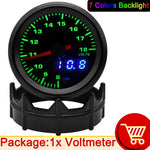 52mm 7 Color LED Car Gauge Set | Dual Display Boost Water Temp Oil Pressure Voltmeter close-up view