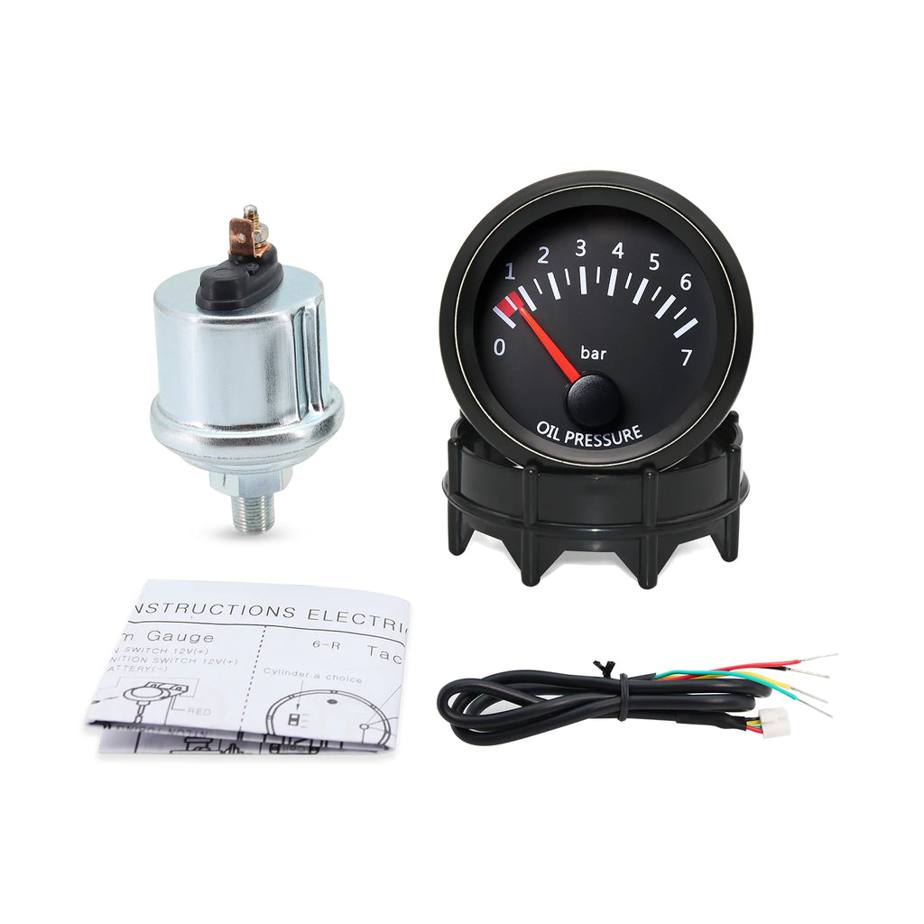 2'' 52MM Car Gauge 12V Water Temp Oil Temp Gauge Oil Press PSI BAR Volt Gauge Air Fuel Ratio Boost Vacuum Meter Black Face Gauge