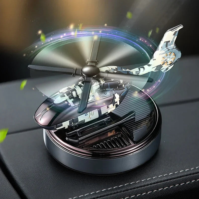 Car Solar Air Freshener | Automatic Rotation Helicopter Essential Oil Diffuser for Dashboard