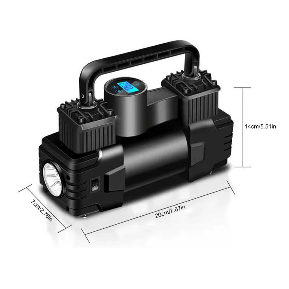 12V Metal Air Compressor Portable Dual Cylinder Auto Inflatable Pump 150PSI | Heavy Duty detail view