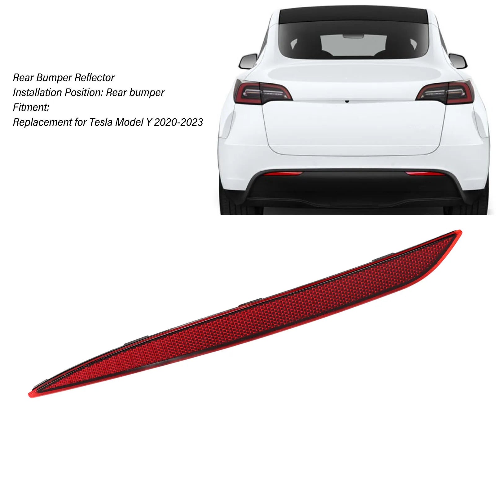Rear Bumper Reflector Red Lens for Tesla Model Y 2020-2023 | Replacement Tail Light detail view