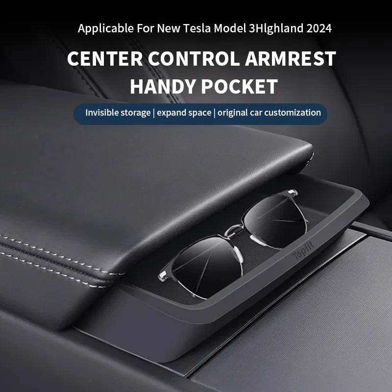 Center Console Armrest Storage Box | Tesla Model 3 Highland 2024 Organizer alternate view