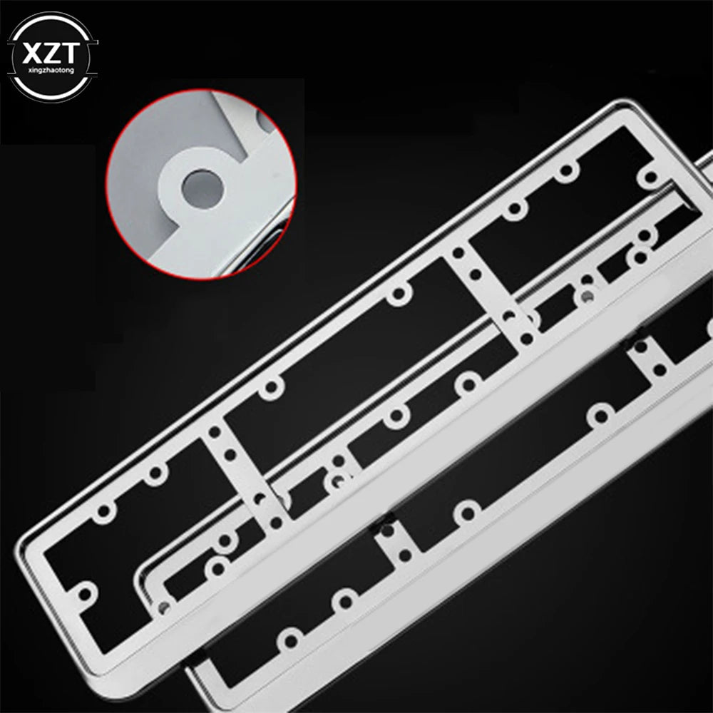 NEWEST 2PCS Car License Plate Frame Aluminum Alloy for EU Car License Plate Frame Numb close-up view
