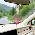 Fashion Angel Girl Car Interior Decoration, Exquisite Diamond Inlaid Car Rearview Mirror  Pendant Accessories Gift Hanging