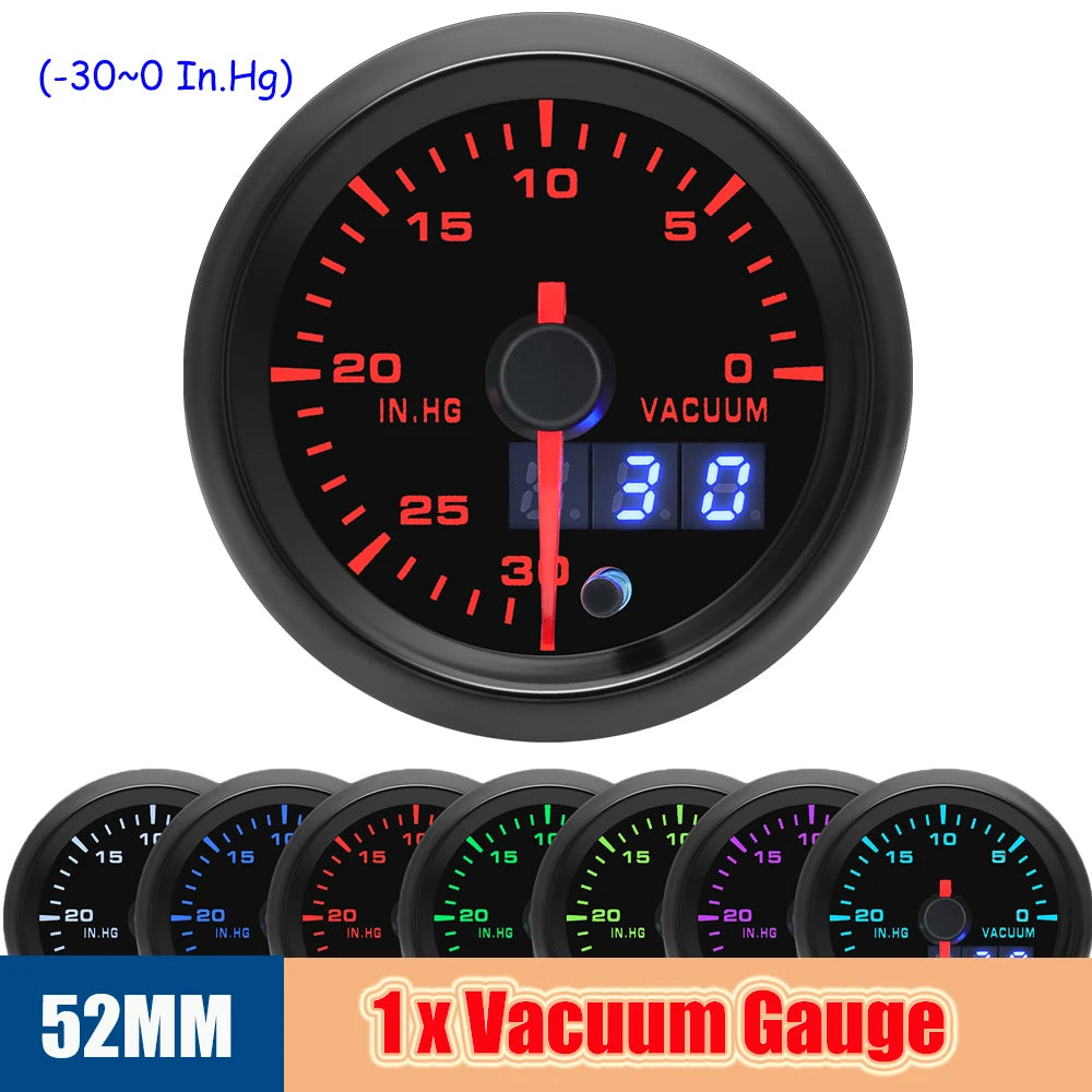 52MM 7-in-1 Car Gauge Set | LED Dual Display with Sensors for 12V Gasoline Vehicles additional angle
