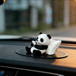 Panda Sculpture Ornament for Desk or Car Decor