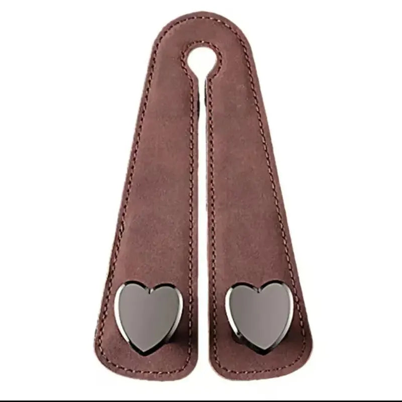 Heart Shape Metal Car Headrest Hooks 2 in 1 Leather Hanger additional angle
