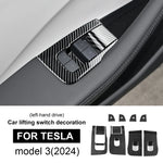 ABS Carbon Fiber Steering Wheel Frame Cover For Tesla Model 3 Highland 2024 Model Y Juniper 2025 Trim Car Interior Accessories