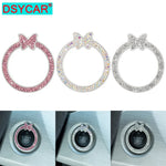 1PCS Car Bling Ring Crystal Car Stickers Rings Womens Car Decals, Push Start Button Bling Ignition R