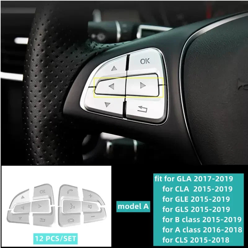 ABS Car Accessories Steering Wheel Buttons Knob Trim Cover Stickers For Mercedes Benz alternate view
