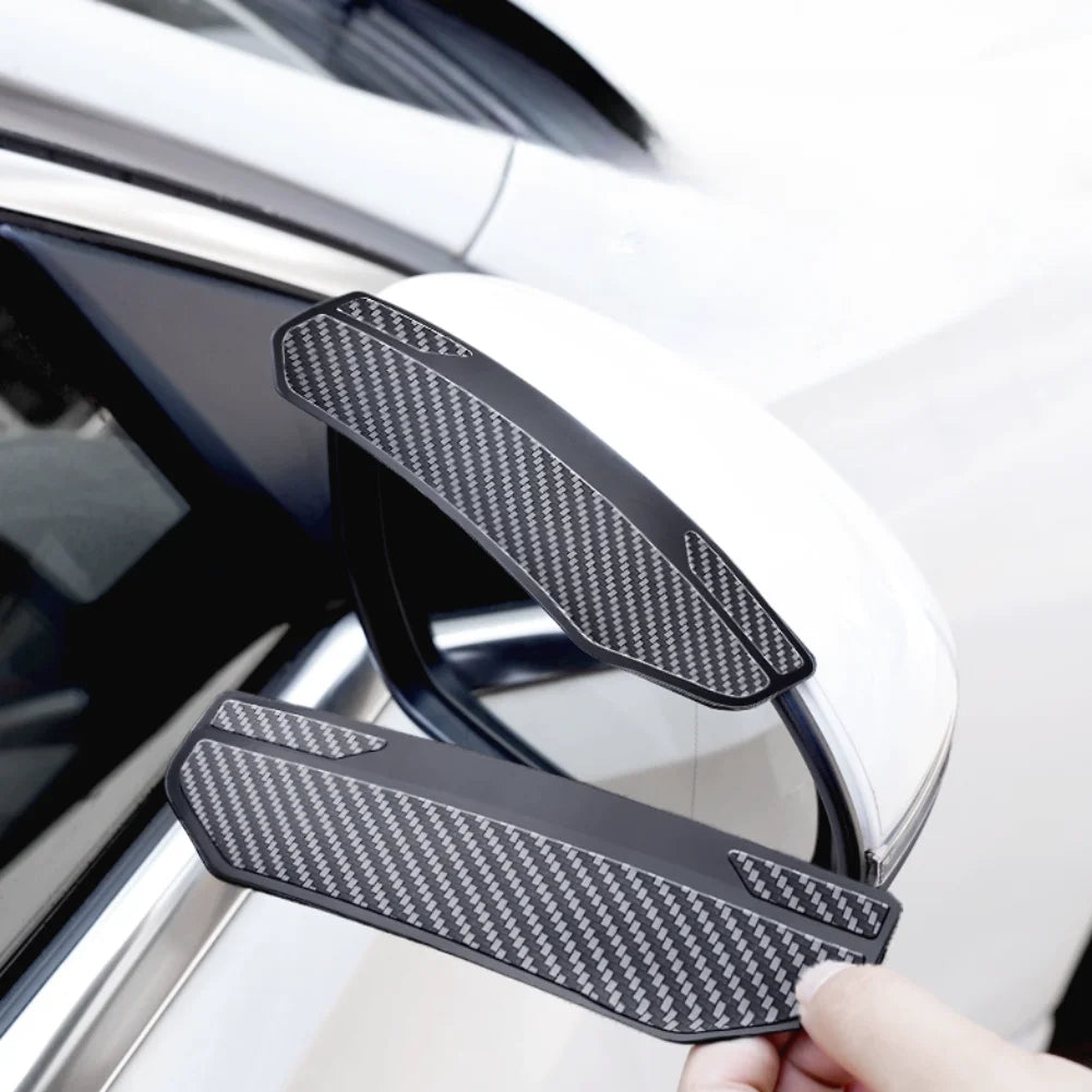 2Pcs Carbon Fibre Universal Car Rear View Mirror Rain Cover Sun Visor Eyebrow Side View Mirror Rain Guard Auto Protection