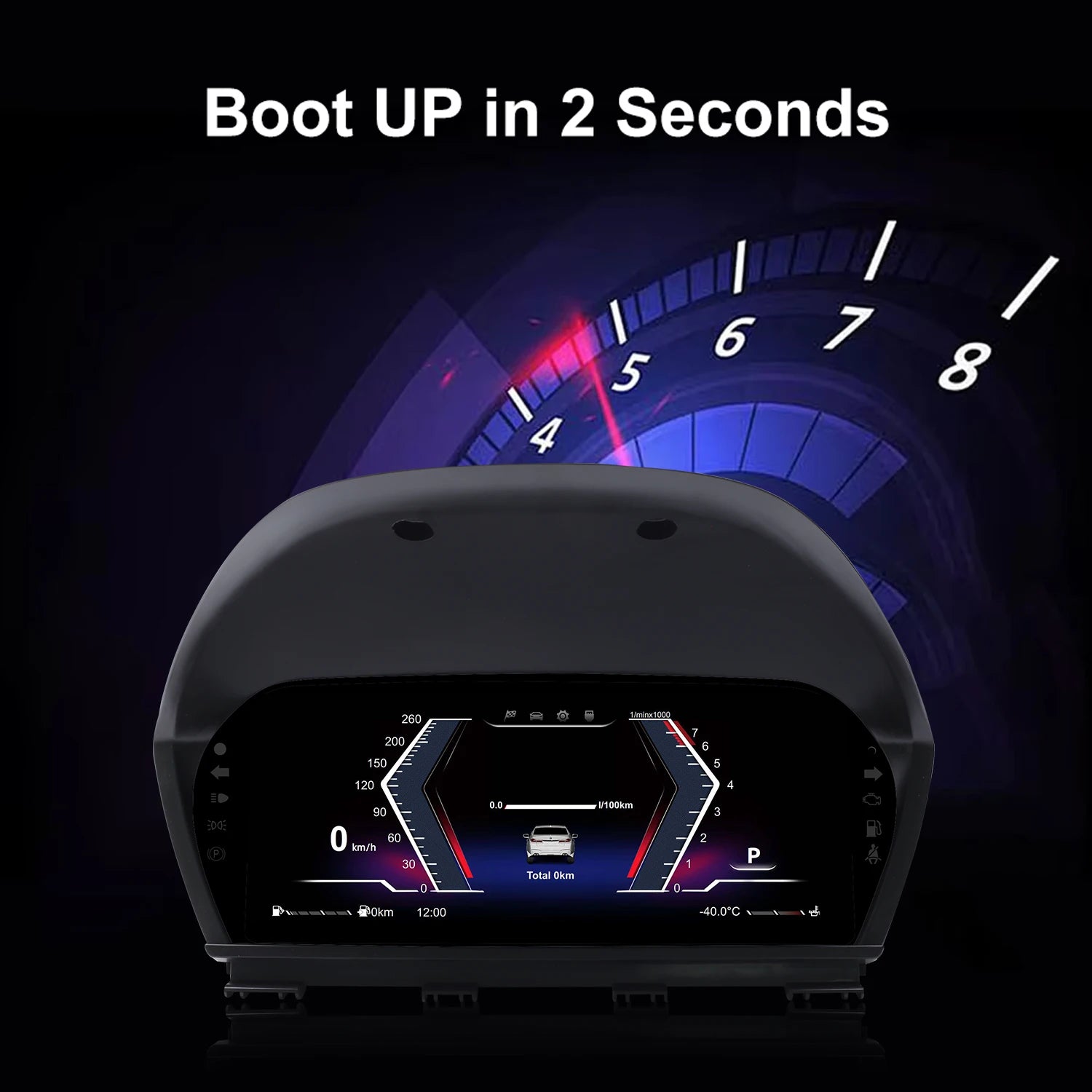 10-Inch Digital Cluster Dashboard for BMW 1/2 Series X1 X2 | Plug-and-Play Odometer close-up view