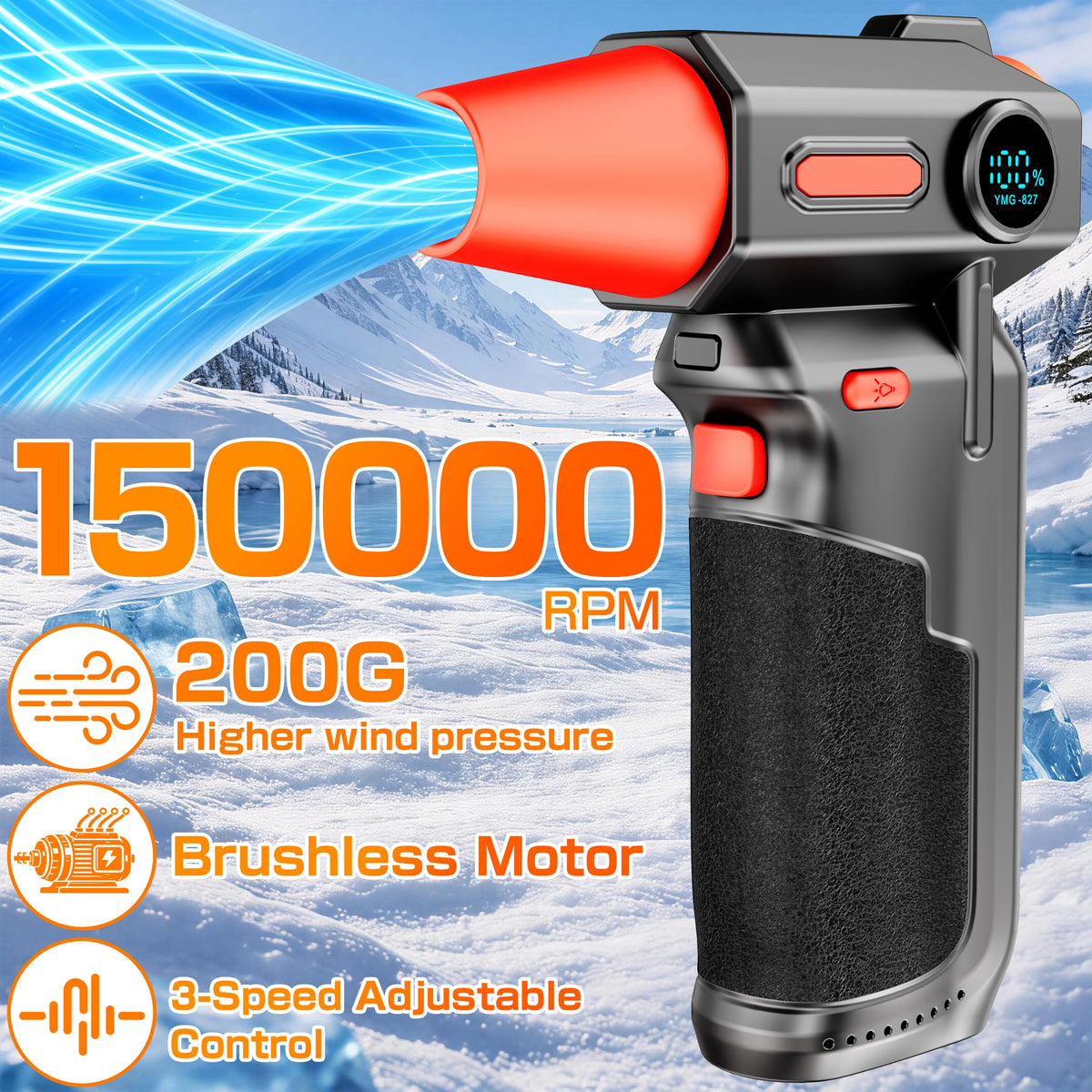 Turbo Fan Blower Cleaning Blowing Tools Car Violent Jet Fan Summer Hair Dryer Family Electric Air Duster Auto Dust Collector Outdoors Portable Multipurpose 150000RPM PK X8