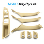 7pcs Set LHD Interior Armrest Door Pull Handle Panel Inside Trim Cover For BMW 5 Serie close-up view