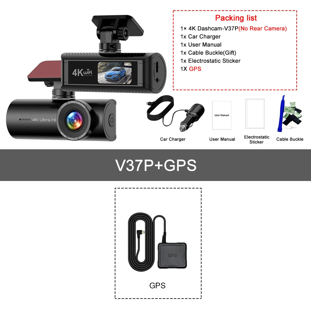 Kocam 4K WiFi Dash Cam | Dual Lens Car DVR with Night Vision and GPS additional angle