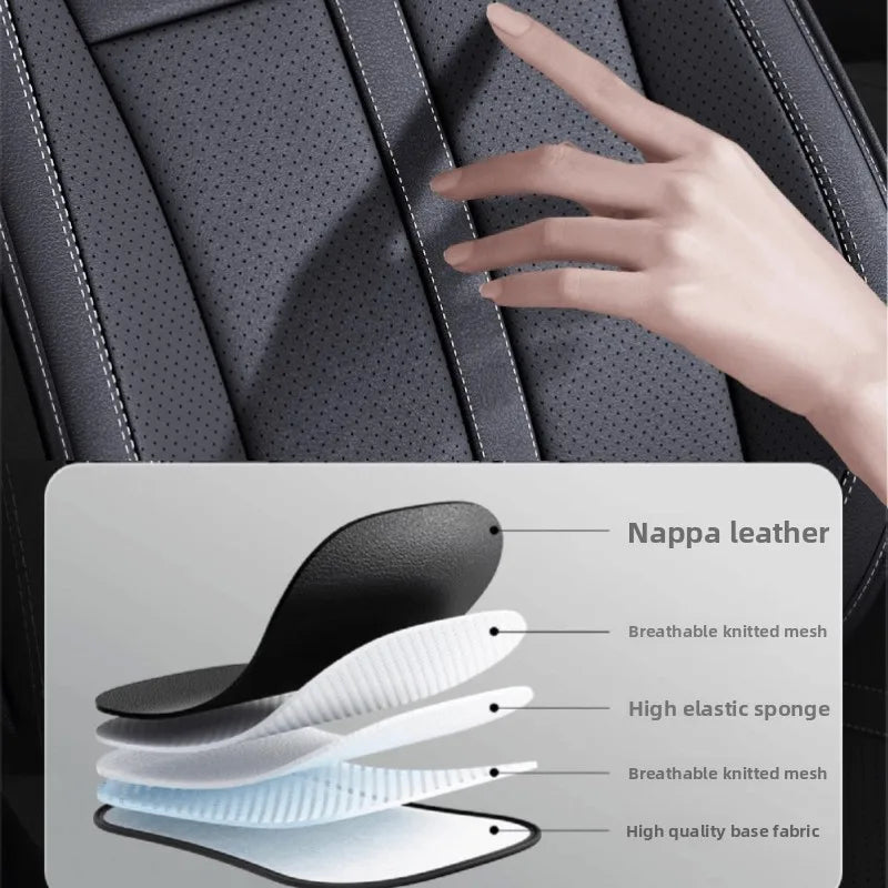 Nappa Leather Car Seat Cover Anti-Slip and Full Wrap Driver Car Seat Protector Mat additional angle