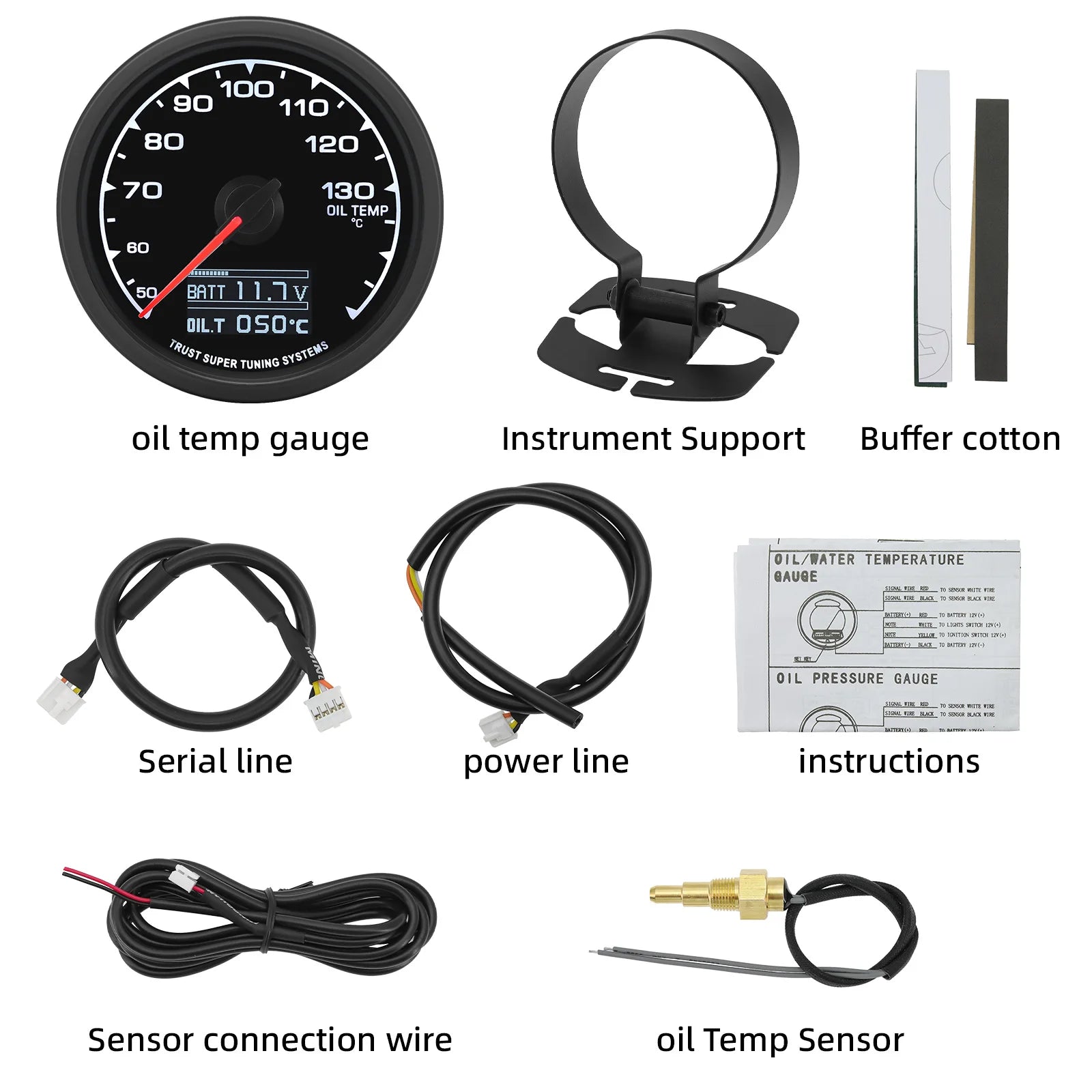 7-Color Backlight Display Gauge Set | Boost Water Temp Oil Pressure Tachometer detail view