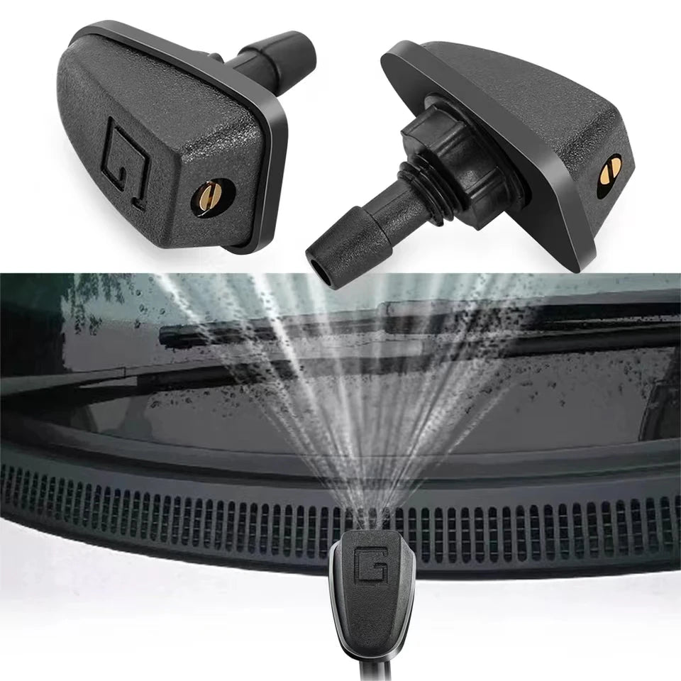 Car Windshield Washer Nozzle Jet Set Black 2 Pcs