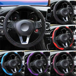 Car Steering Wheel Cover Breathable Anti Slip PU Leather Steering Covers Suitable 37-38cm Auto Decor