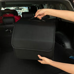 Storage Box PU Leather Multipurpose Collapsible Car Trunk Storage Organizer Car Trunk close-up view