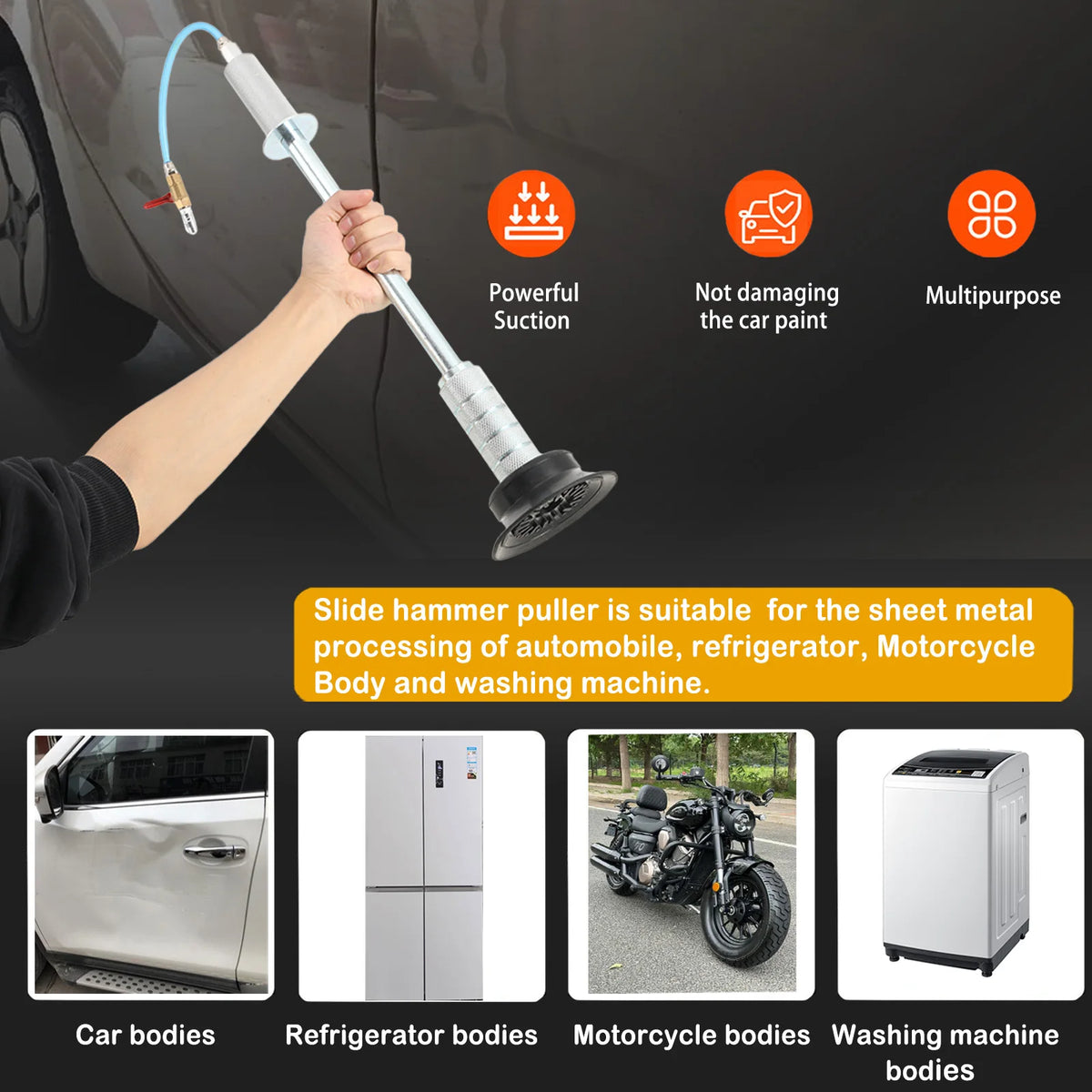 Air Pneumatic Dent Puller Car Auto Body Repair Suction Cup Slide Tool Hammer Kit Auto Body Dent Remover