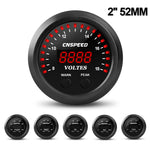2'' 52MM Car Digital Exhaust Meter | 15psi Fuel Pressure Gauge with Water Temperature and Voltmeter