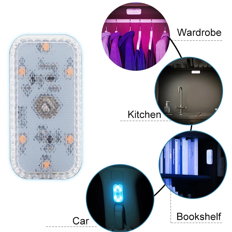 LED Touch Light Mini Wireless Car Interior Lighting Auto Roof Ceiling Reading Lamp additional angle