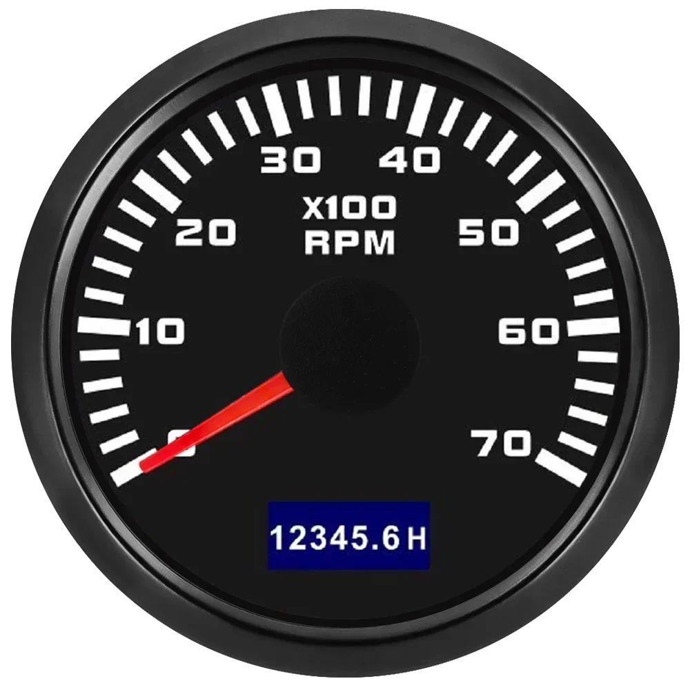 52mm Tachometer with Hourmeter | 7 Color Backlight RPM Gauge for Car Boat additional angle