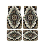 Red Bohemian Paisley Print Car Floor Mats 4Pcs Universal Anti-Slip Auto Carpet Inte additional angle