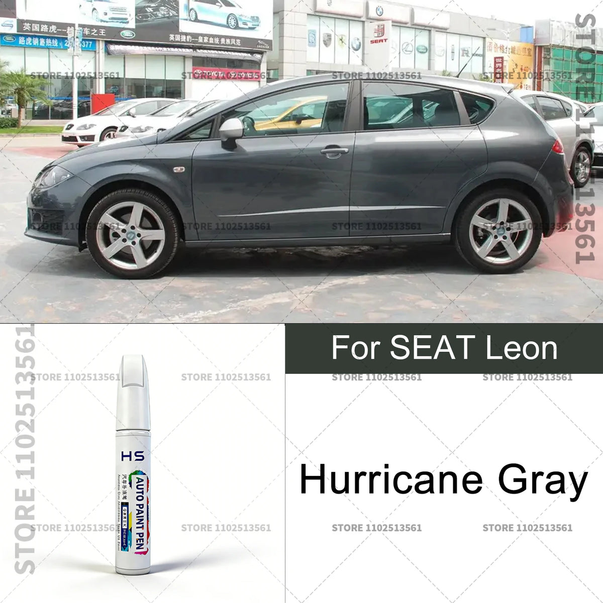 For SEAT Leon Red Silver Blue Gray Yellow White Snow White Car Paint Repair Pen Touch close-up view