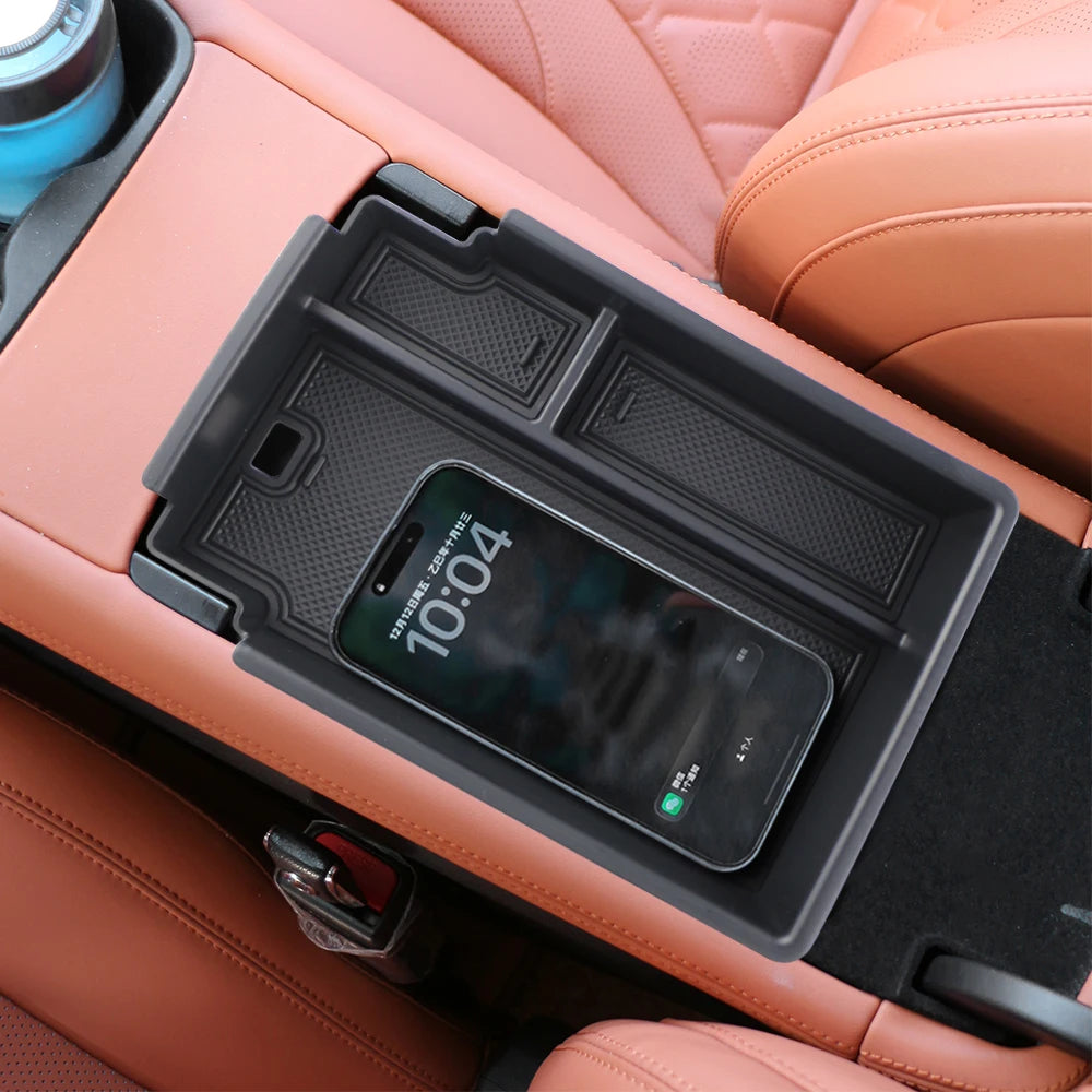 Car Armrest Storage Box for BYD Sealion 07 EV 2024 2025 2026 Center Console Tray Plate close-up view