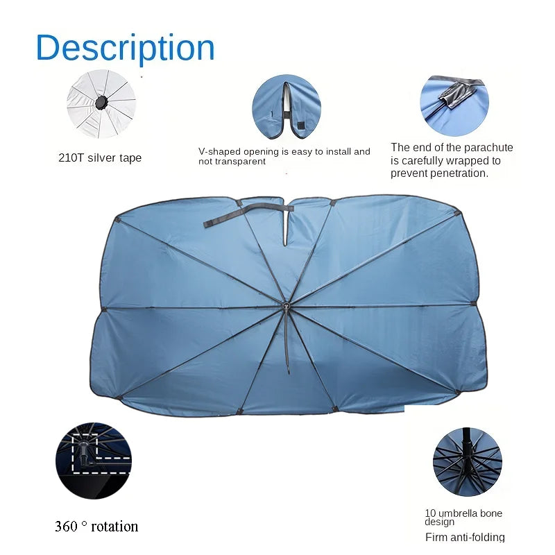 Car Windshield Sun Shade Umbrella with 360° Rotating Handle lifestyle view