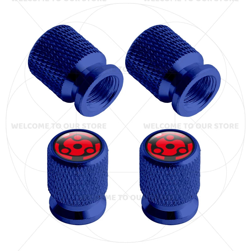 Itachi Rinnegan Sharingan Tire Valve Caps | 4pc Aluminum Anime Car Accessories alternate view