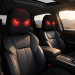 2Pcs Car Headrest Covers with Evil Red Fluorescent Eyes Print, 2D Flat Printed, High alternate view