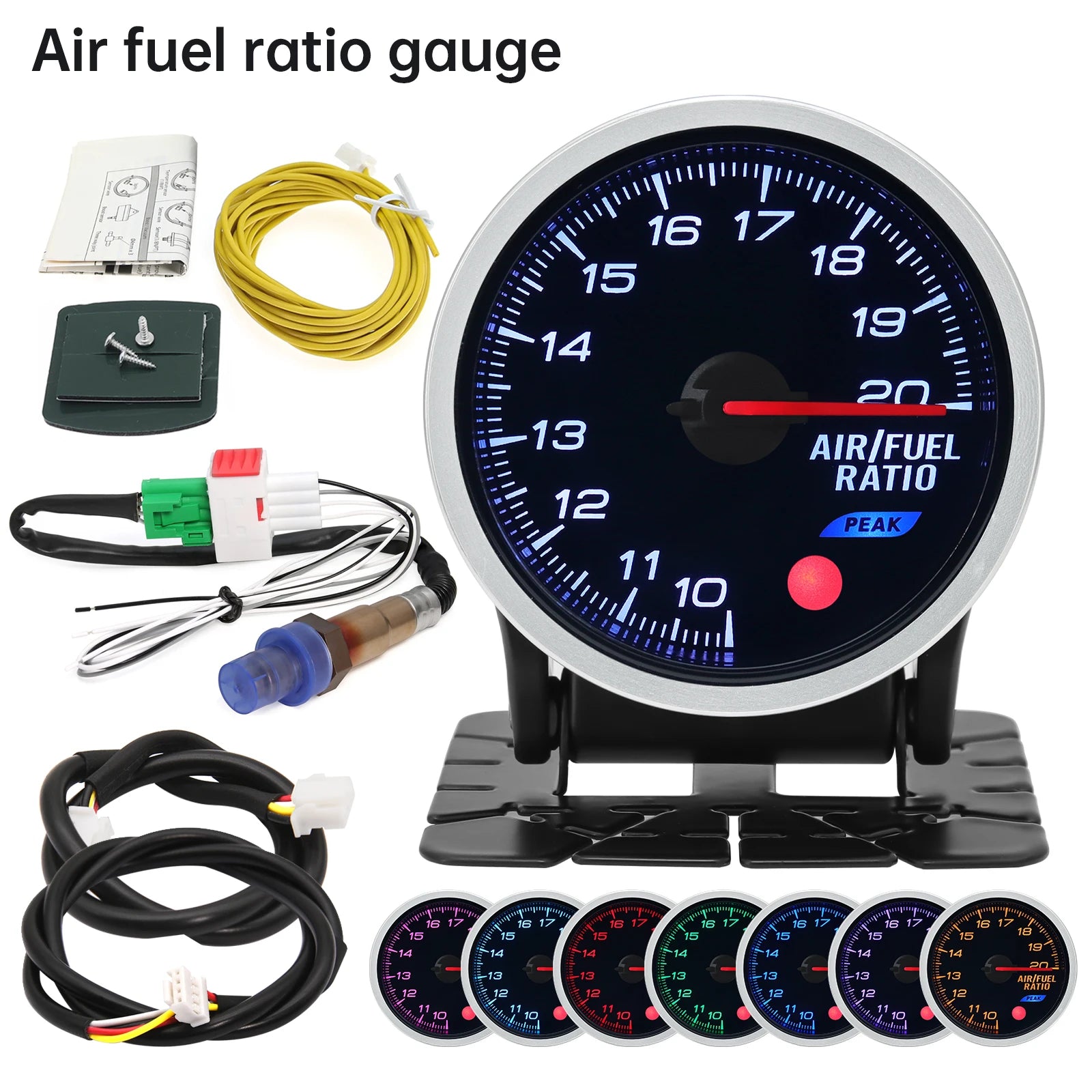 2 Inch 52mm Smoke Lens Turbo Boost Gauge | 8 Color Backlight Car Gauge with Sensor additional angle