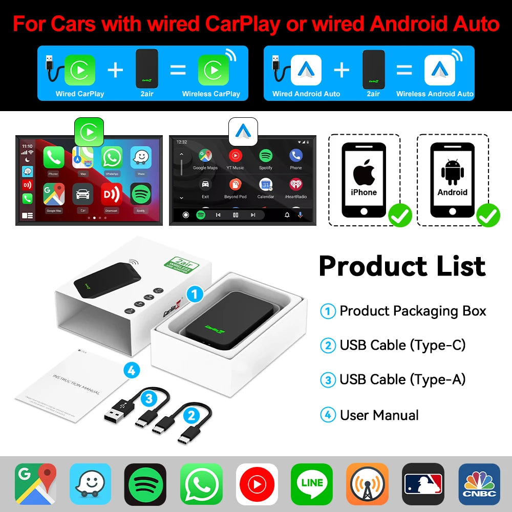 2026 CarlinKit 5.0 2Air Wireless Android Auto Box Portable CarPlay Wireless Dongle Fo alternate view