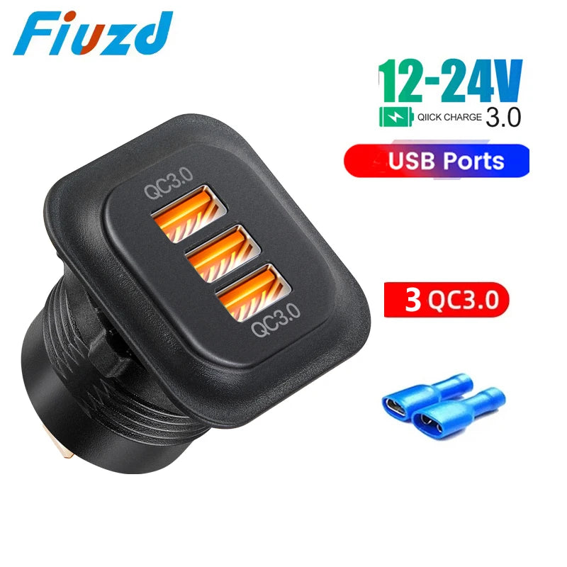 Car Charger Socket PD3.0 & QC3.0 | Dual USB C Fast Charger for Cars and Motorcycles alternate view