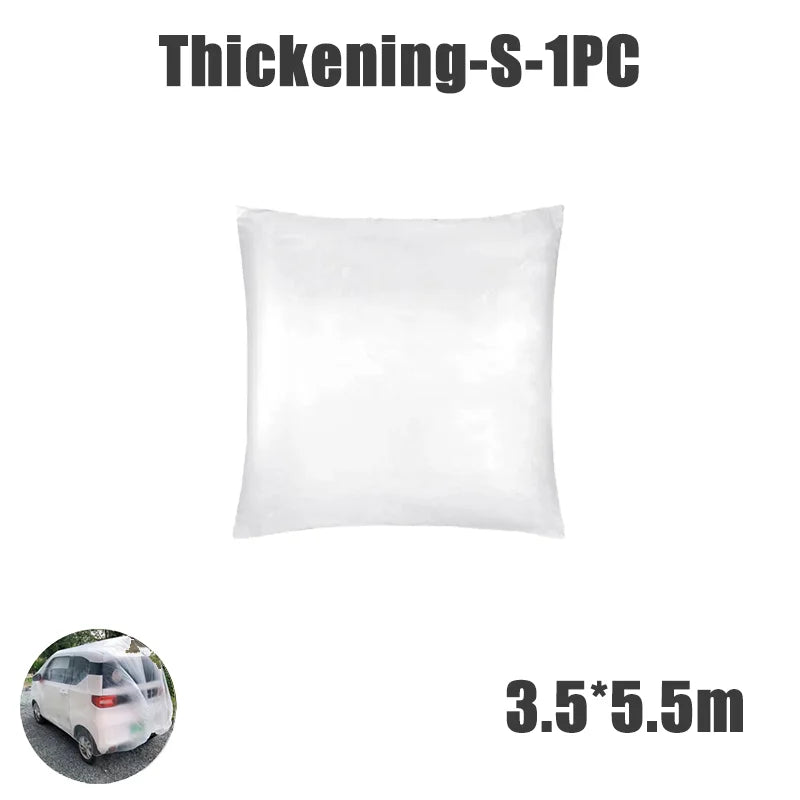 Disposable Transparent Car Cover | Dustproof Rainproof PE Film Protection close-up view