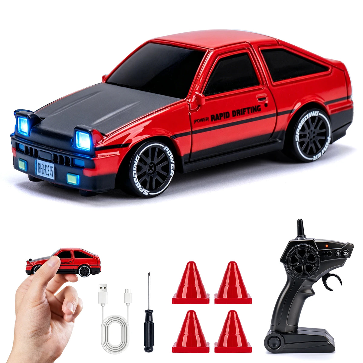 1/64 Drift RC Car with LED Lights 2.4G Remote Control lifestyle view