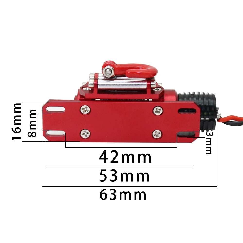 Metal Simulated Winch for 1/10 1/12 RC Crawler Axial SCX10 III D90 D110 close-up view