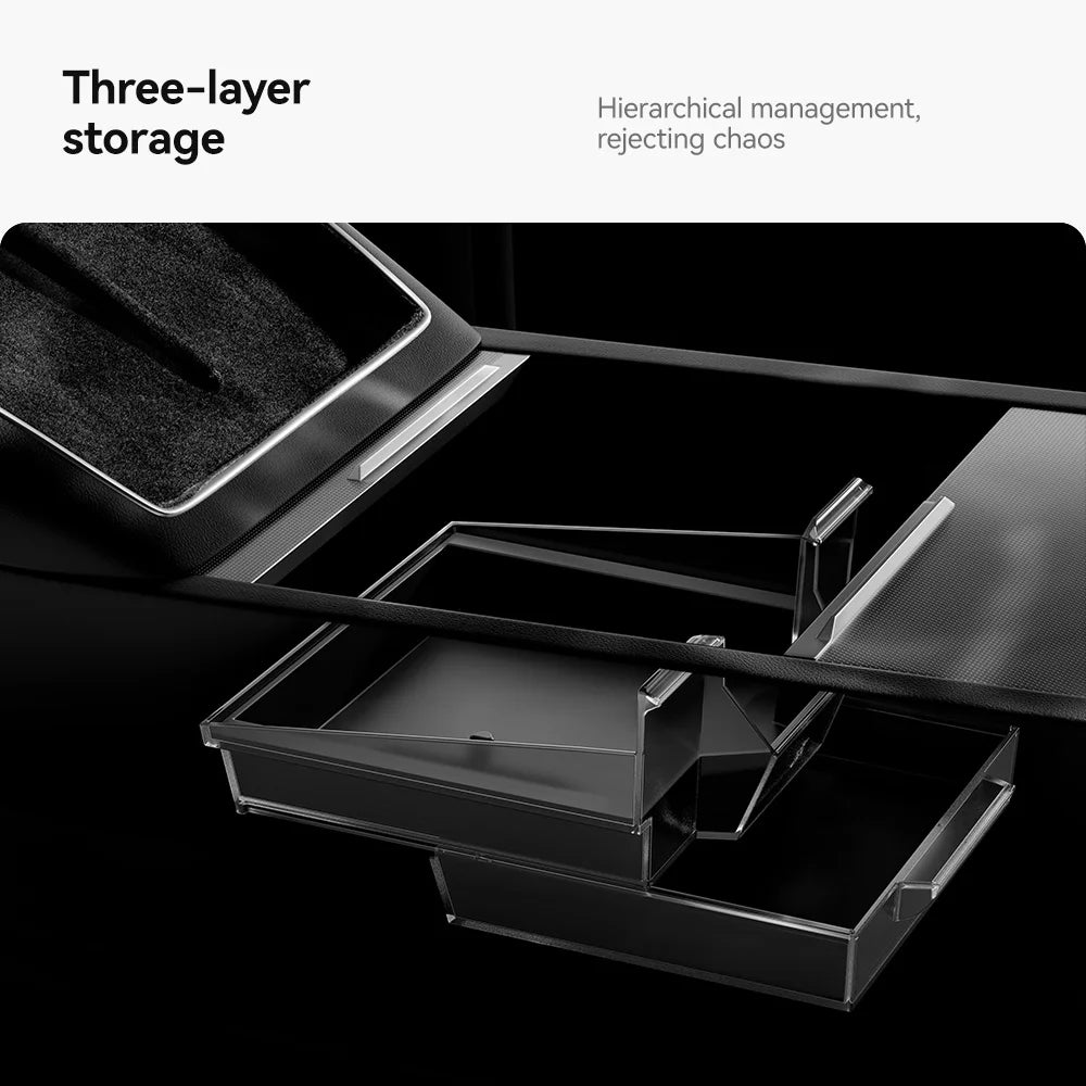YZ For Tesla Storage Box Model 3 Y YL Highlang Juniper Center Console Armrest TPE Hid lifestyle view