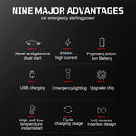 Car Jump Starter Automobile Battery Booster Power Pack Car Repair Tools Emergency Clip 8000mAh Tire Inflation Pump 2000A or SUV RV Truck Trailer Motorcycle Universal Auto Accessories