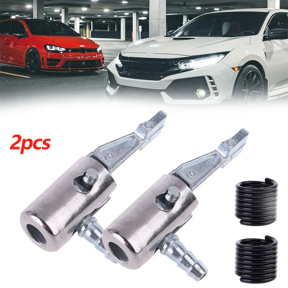 1/2pcs 1/4 Lock On Air Chuck Car Truck Tyre Inflator Valve Air Pump Clip Nozzle Metal Adapter Connec