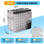 53QT 12V Car Refrigerator 50L Portable Fridge Freezer, 0F-50F Electric Cooler, AC/DC For Truck Boat RV Camping Travel