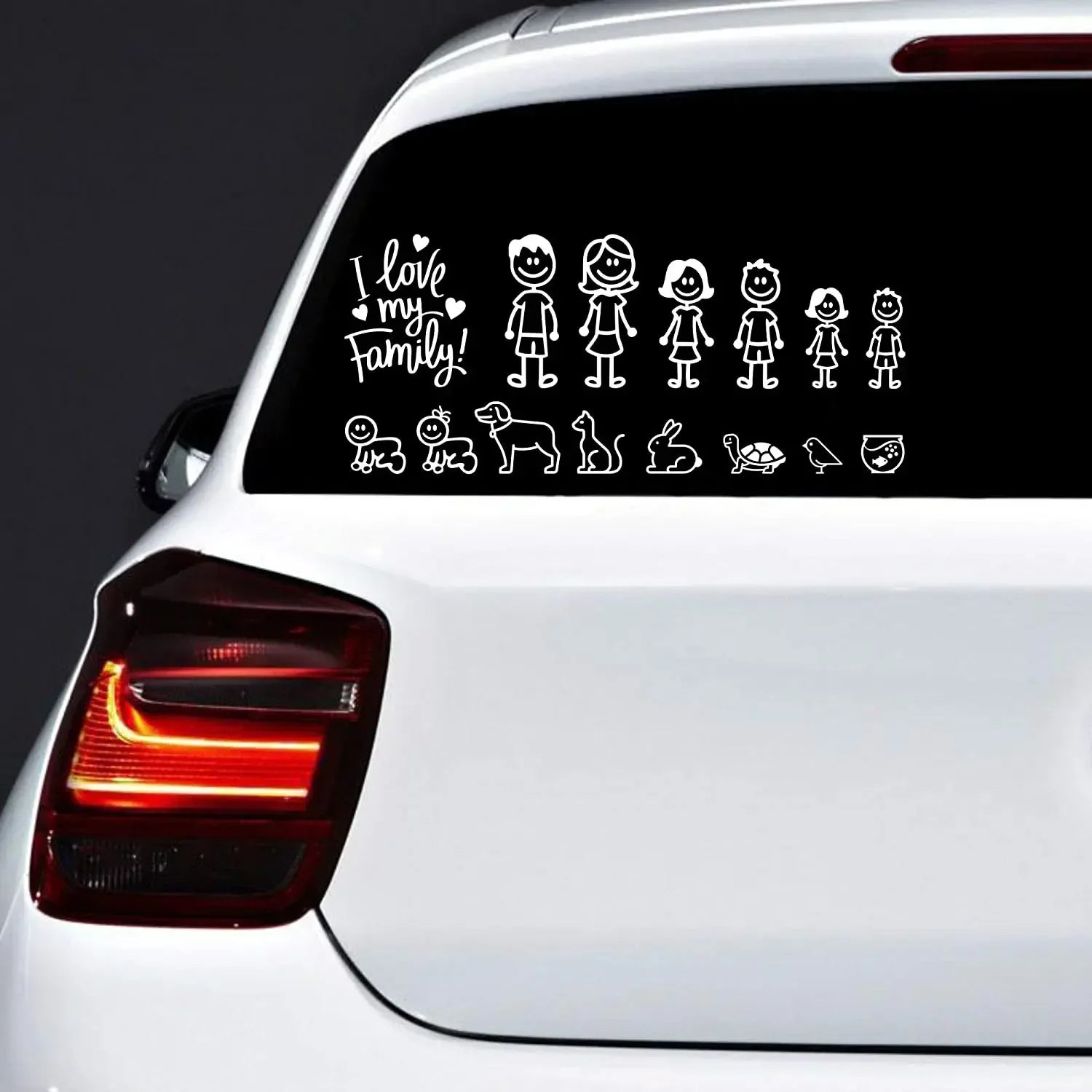 Car Sticker Interesting Family  Automobiles Motorcycles Window Waterproof Sun Protection Decal PVC Decorative Goods,20cm/25cm/30