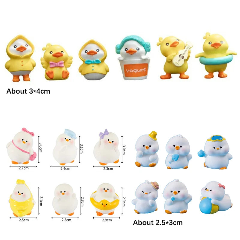 3/4/5/6/7pcs Anime Figure Little Yellow Duck Model Decor Cute Car Mounted Ornament additional angle