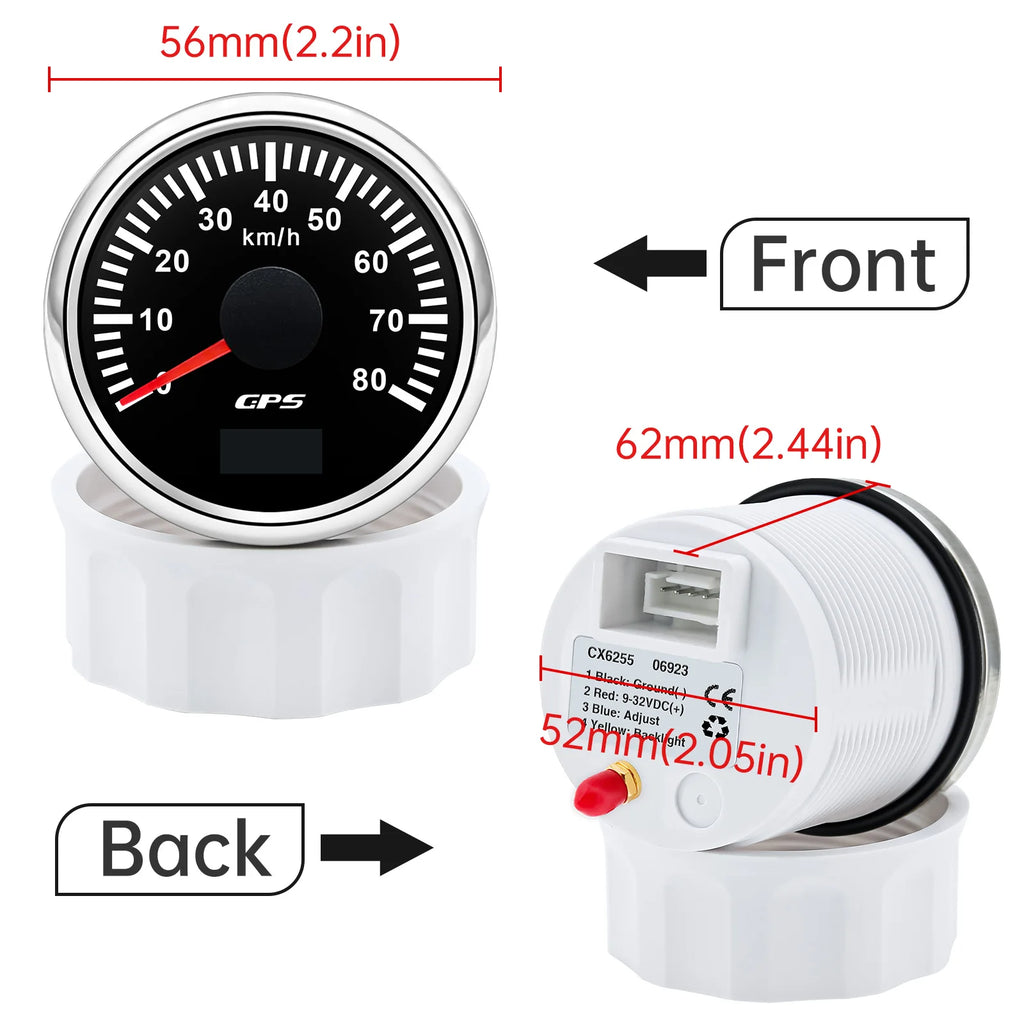 30/60/80/120/200 Km/h GPS Speedometer 52MM Car Truck Speed Gauge Meter With GPS Antenna detail view