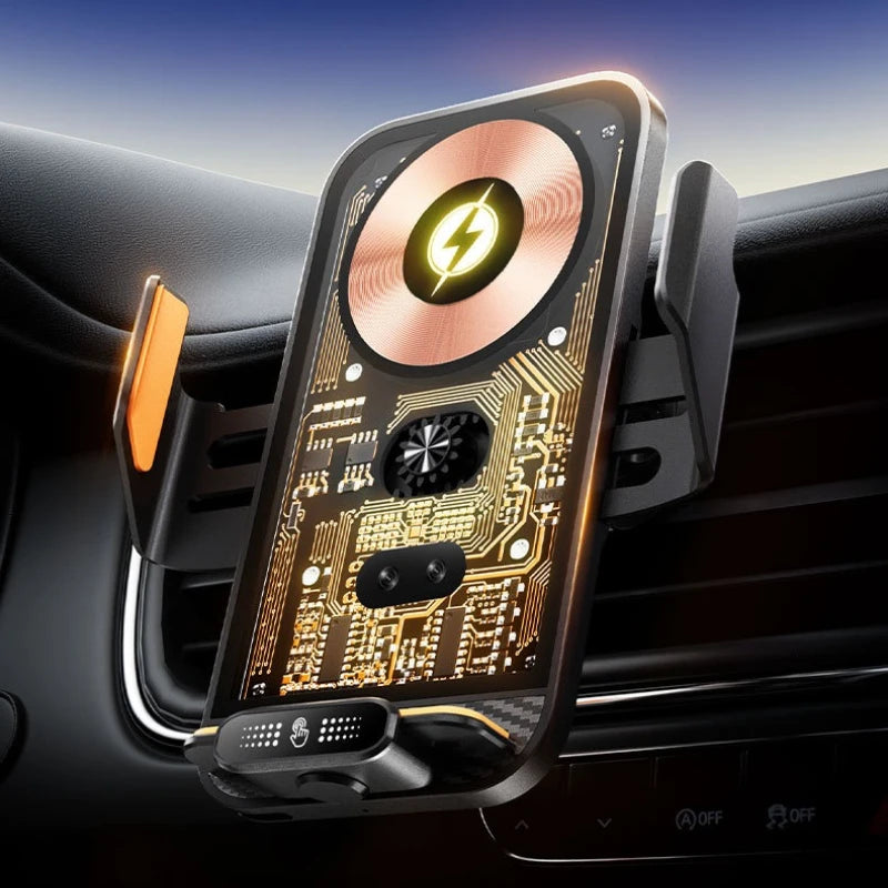 Smart Infrared Car Phone Holder with 66W Wireless Charger | Auto-Clamp Air Vent Mount