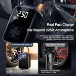 Portable Air Compressor Pump Electric Tire Inflator Digital LCD Display Wireless Cordless Car Tire Pump for Motorcycle Bicycle Boat Ball Inflatable Home Garage Trip