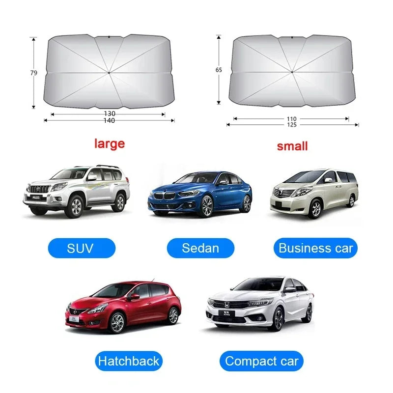 Foldable Car Windshield Sun Shade Umbrella additional angle
